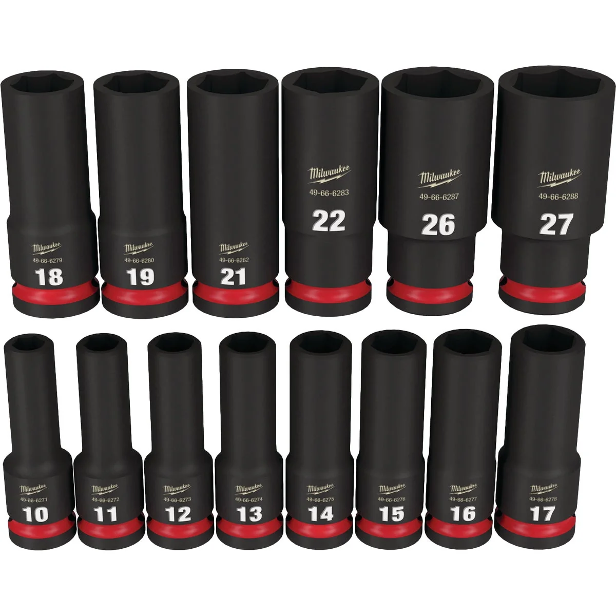 Sophisticated Milwaukee SHOCKWAVE Metric 1 2 In. Drive 6-Point Deep Impact Driver Set 14-Piece Effective