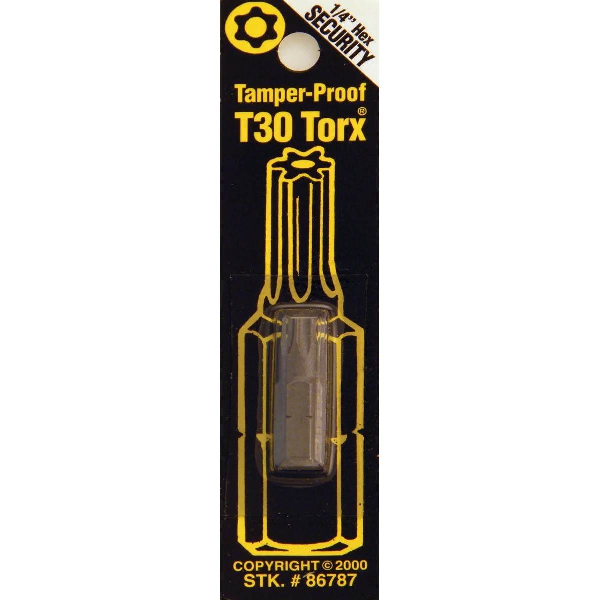 Expertly Made Way Tools T30 Tamperproof Torx Security 1 In. 1 4 In. Hex Screwdriver Bit Minimalist