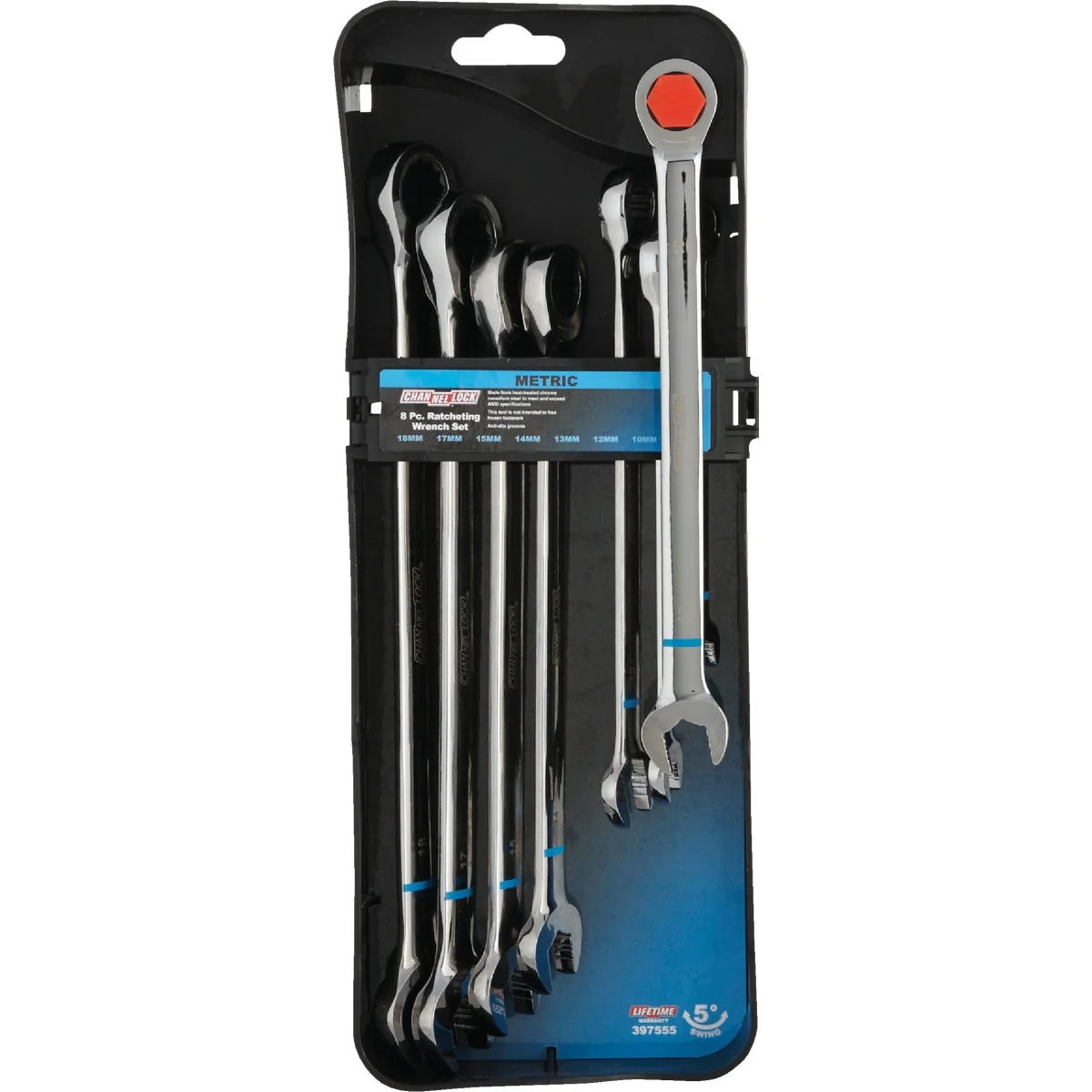 Superior Channellock Metric 12-Point Ratcheting Combination Wrench Set 8-Piece Soft
