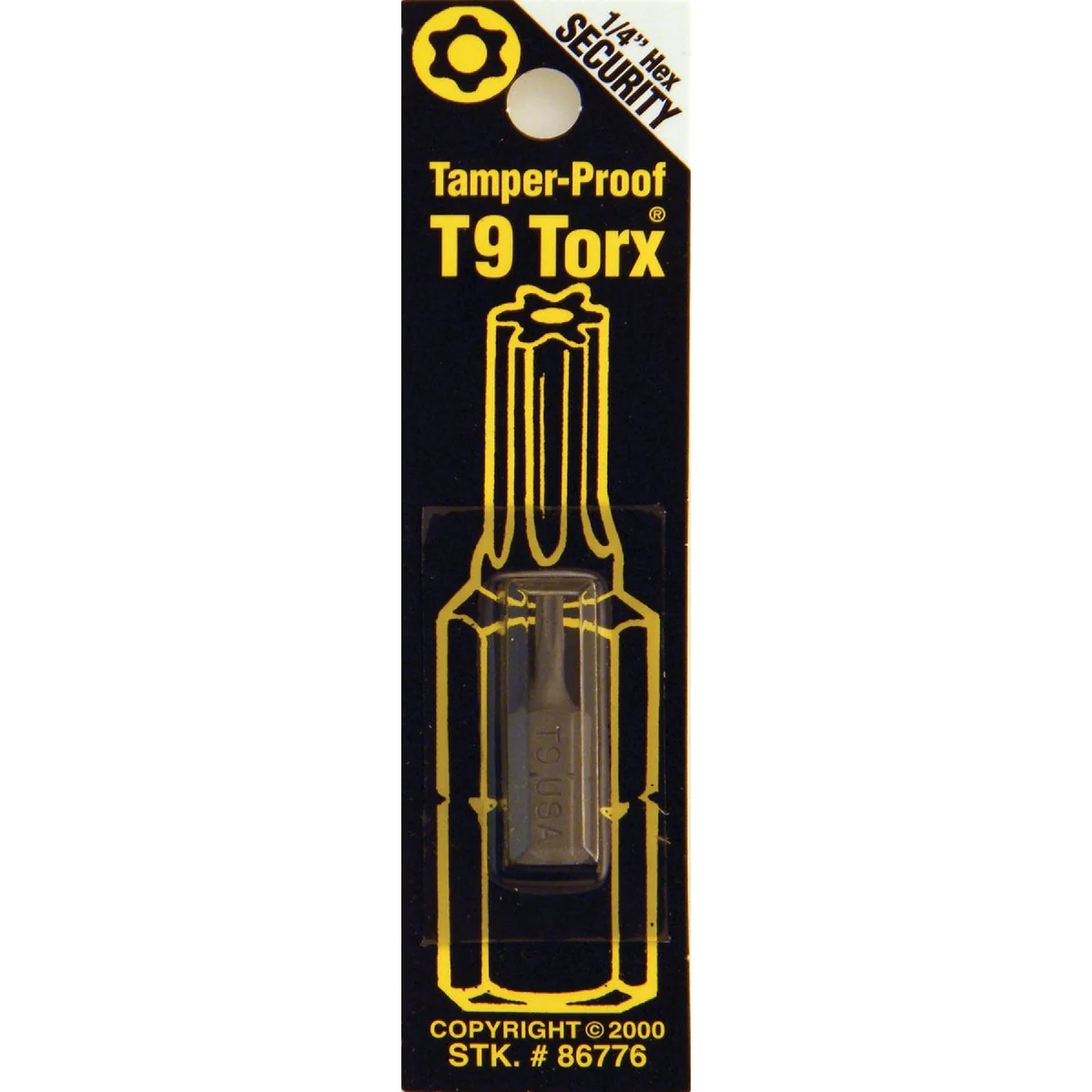 Unique Way Tools T9 Tamperproof Torx Security 1 In. 1 4 In. Hex Screwdriver Bit Selected