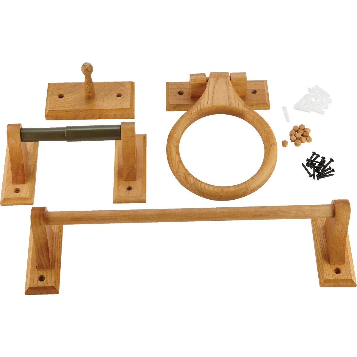 Lightweight Home Impressions Medium Oak Bath Accessory Kit Sustainable