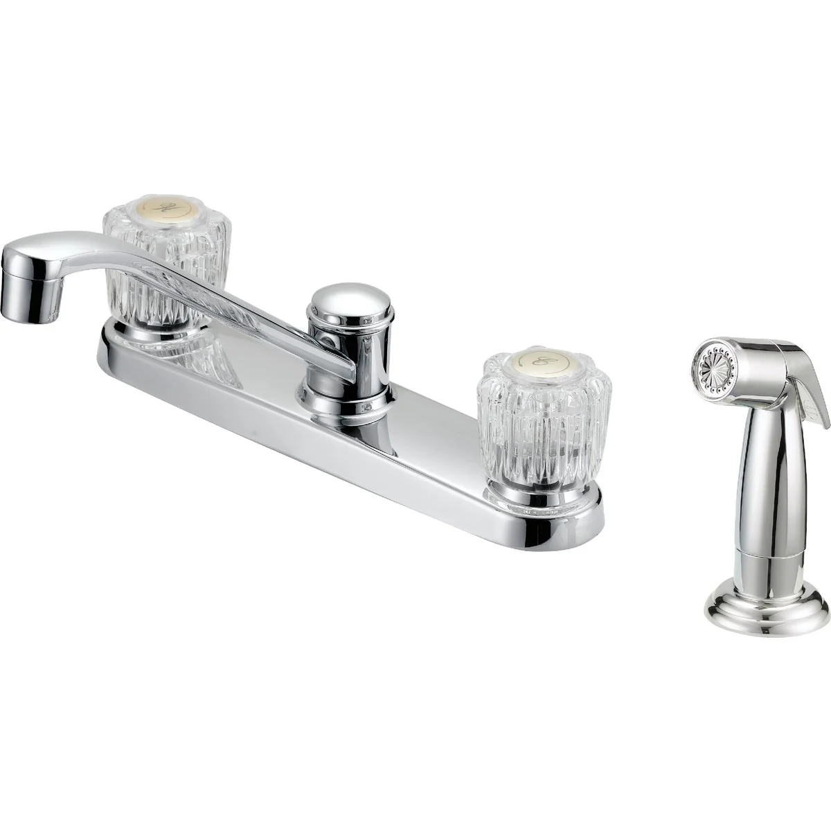 Flexible Home Impressions Dual Handle Double Acrylic Knob Kitchen Faucet with Side Spray Chrome High-End