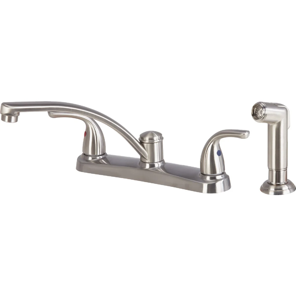 Contemporary Home Impressions Dual Handle Metal Lever Kitchen Faucet with Side Spray Brushed Nickel Detailed