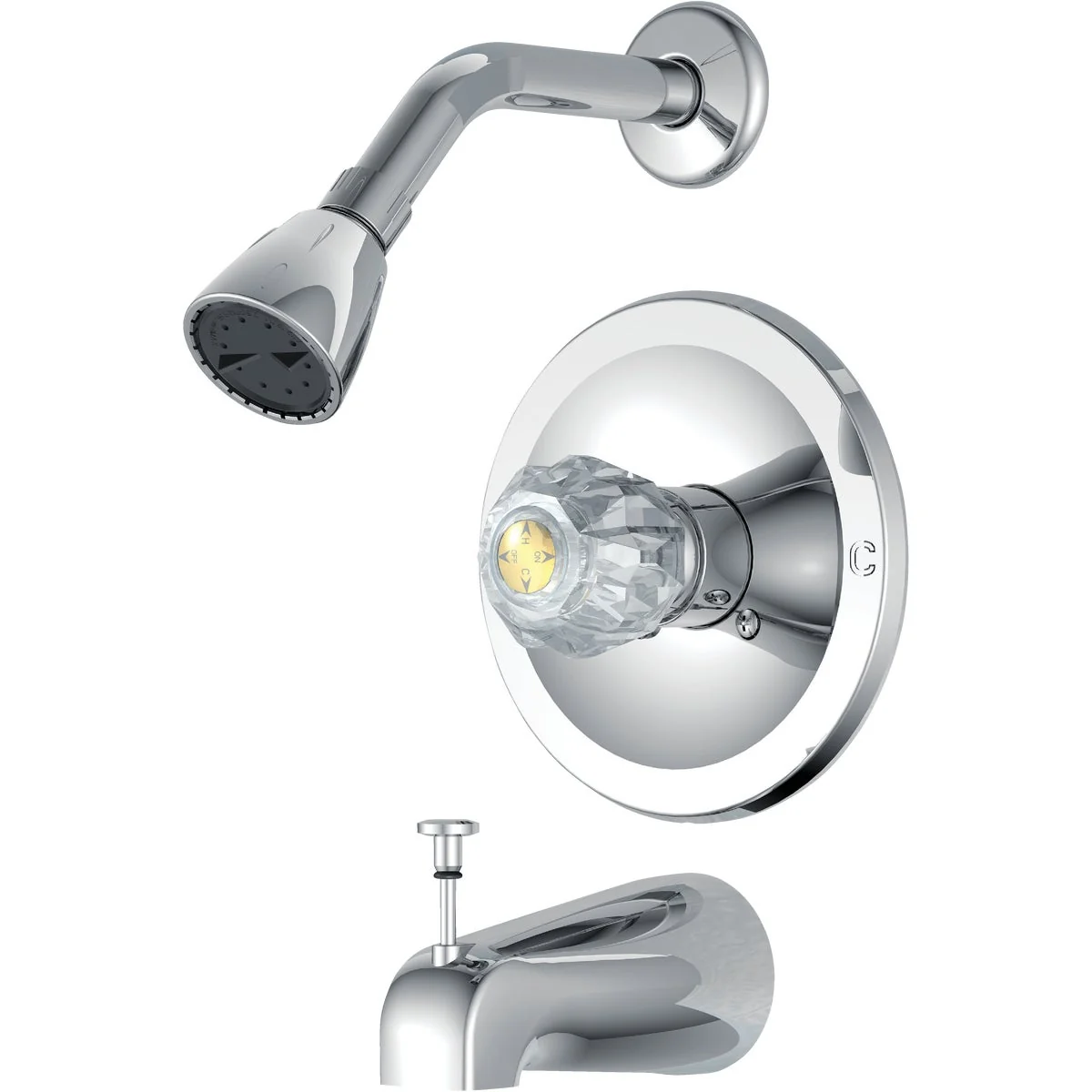 Authentic Home Impressions Chrome Single-Handle Acrylic Knob Tub Shower Faucet Casual