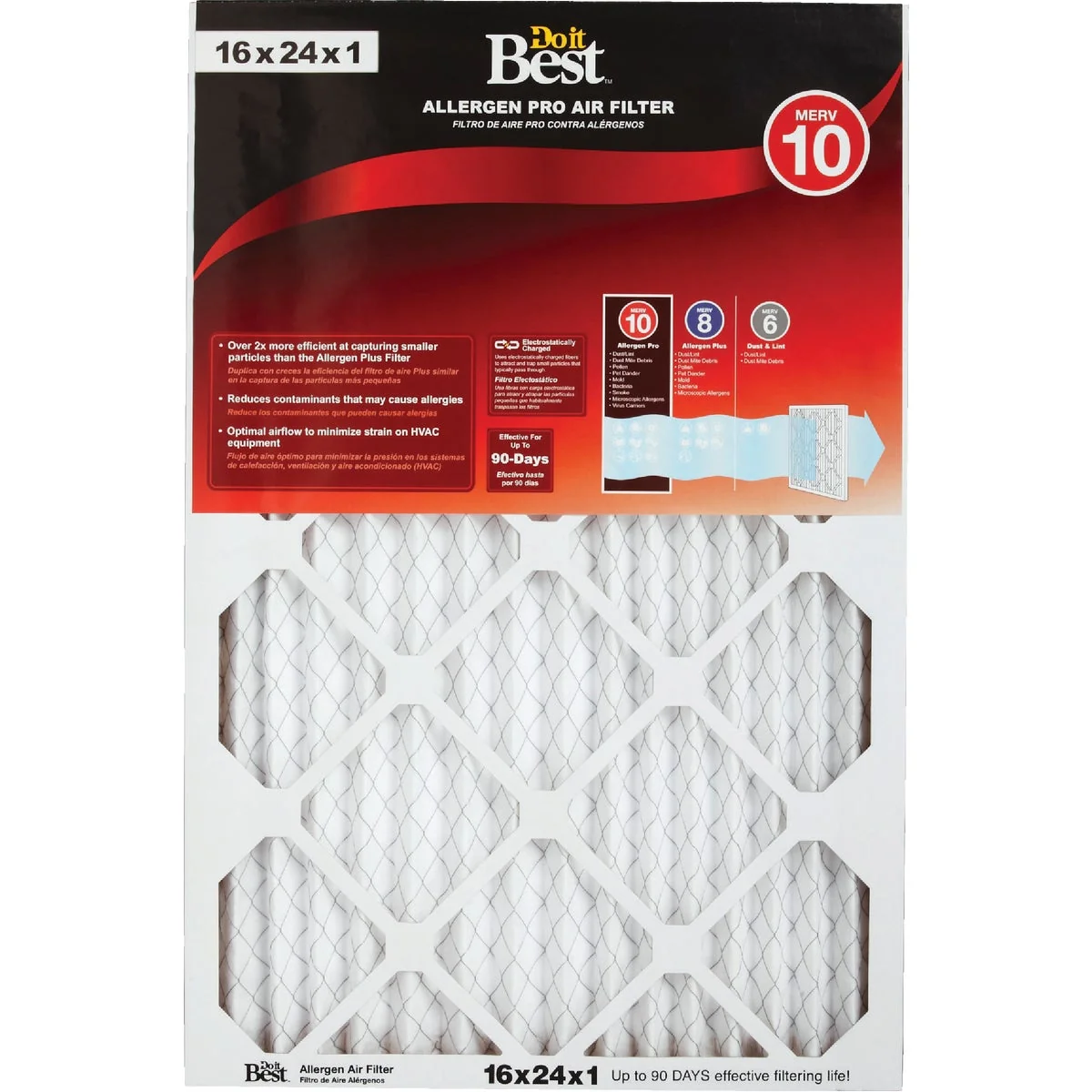 Minimalist Do it 16 In. x 24 In. x 1 In. Allergen Pro MERV 10 Furnace Filter Sustainable