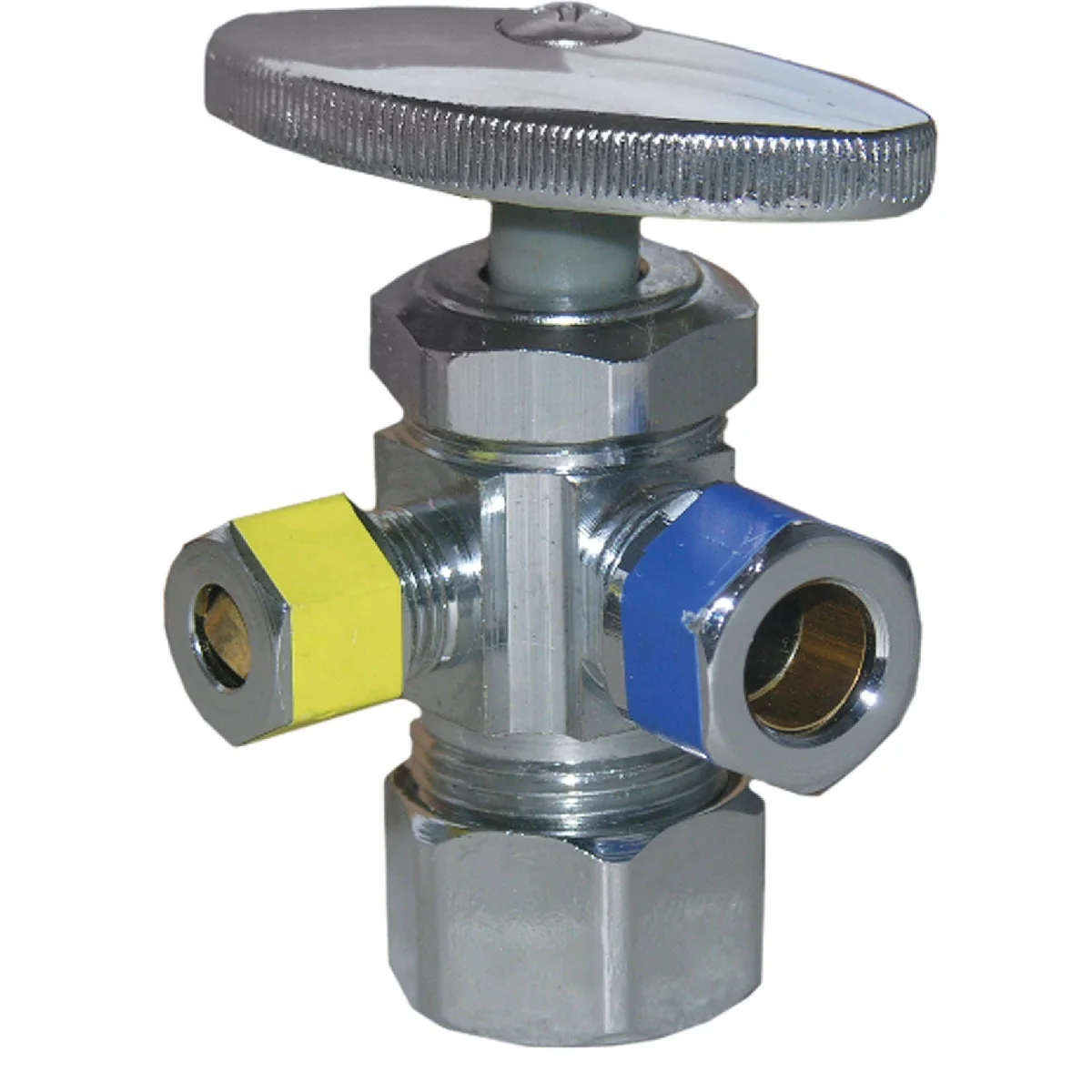 Soft Lasco 5 8 In. C Inletx3 8 In. C Outletx1 4 In. C Outlet Multi Turn Style Angle Valve Functional