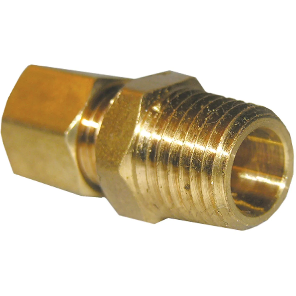 Powerful Lasco 1 4 In. C x 1 4 In. MPT Brass Compression Adapter Solid