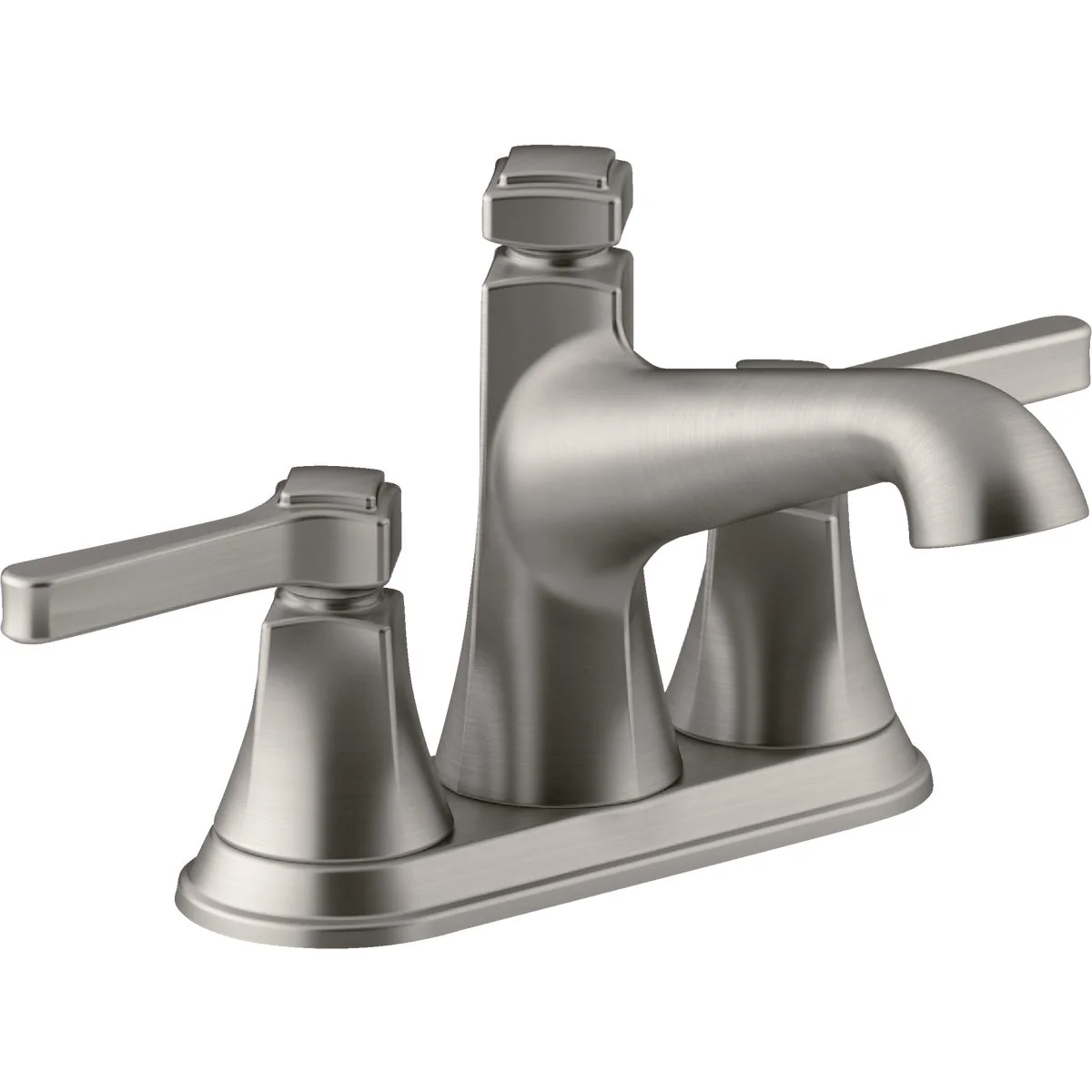 Durable Kohler Georgeson Brushed Nickel 2-Handle Lever 4 In. Centerset Bathroom Faucet with Pop-Up Elite