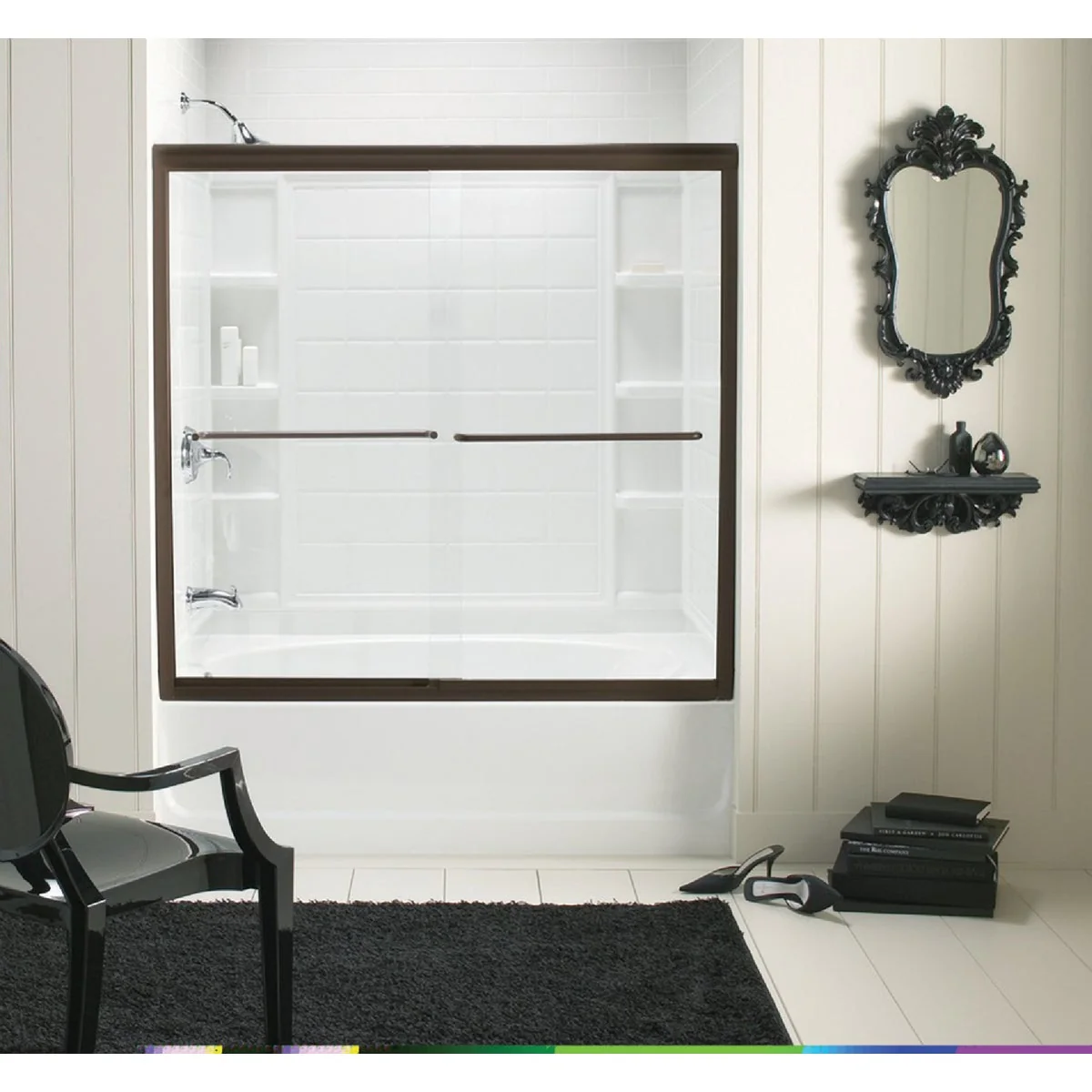 Trusted Sterling Finesse 59-5 8 In. W. X 55-3 4 In. H. Bronze Semi-Frameless Clear Glass Sliding Tub Door Exclusive