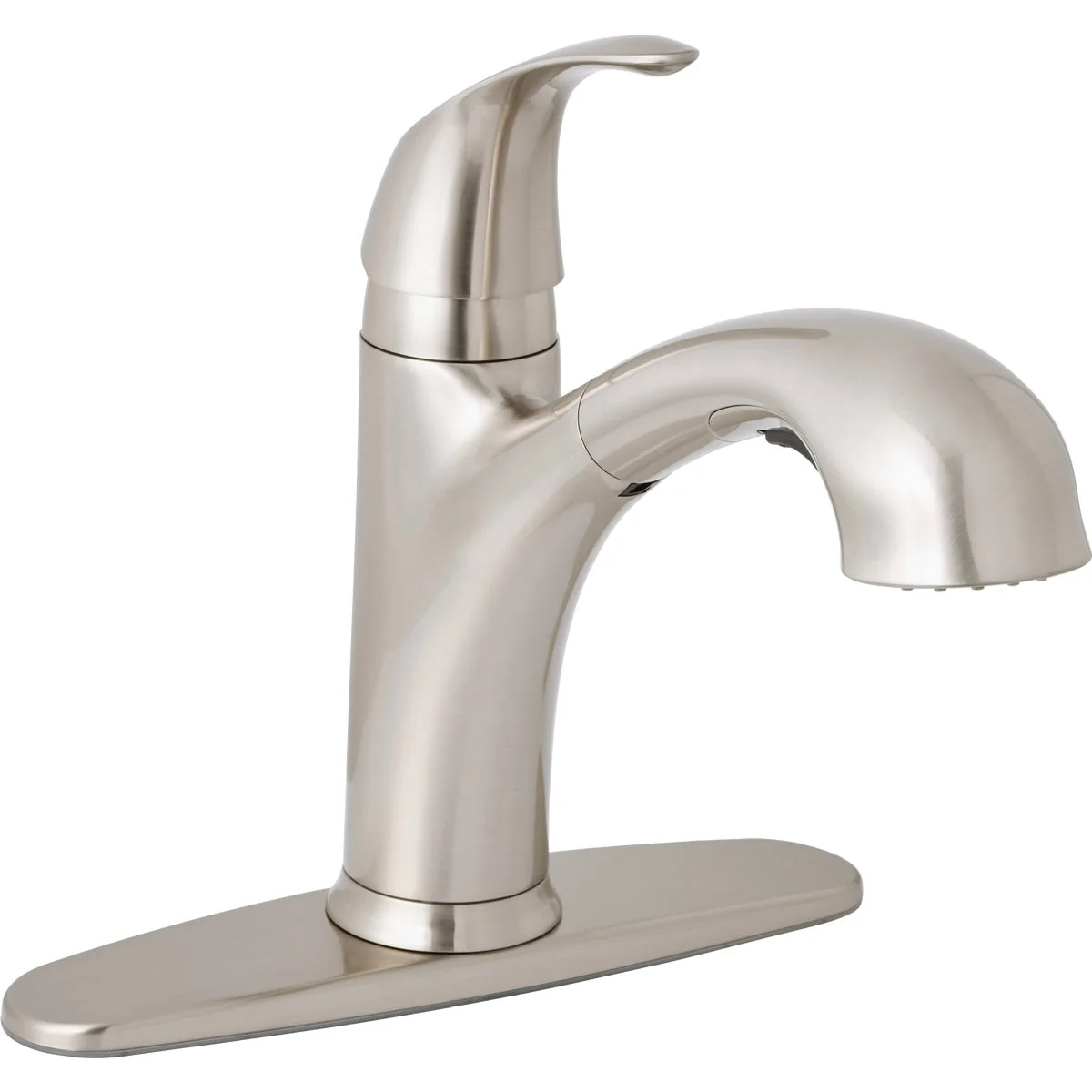 Practical Home Impressions Single Handle Lever Pull-Out Kitchen Faucet Brushed Nickel Clean