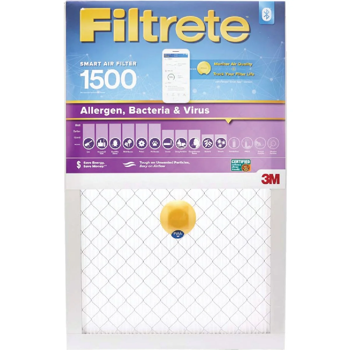 Trusted 3M Filtrete 16 In. x 25 In. x 1 In. 1500 MPR Allergen Bacteria Virus Smart Furnace Filter Advanced