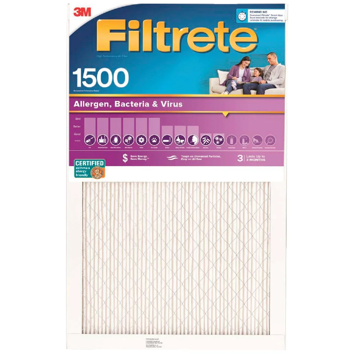 3M Filtrete 24 In. x 24 In. x 1 In. Ultra Allergen Healthy Living 1550 MPR Furnace Filter Original