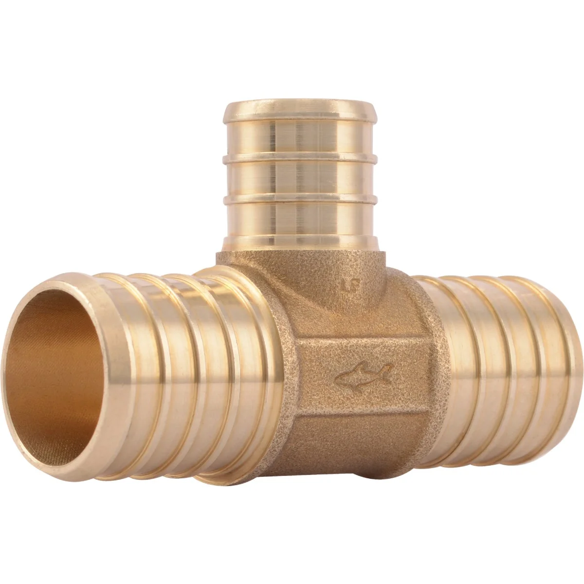 Smart SharkBite 1 In. x 1 In. x 3 4 In. Barb Reducing Brass PEX Tee User-Friendly