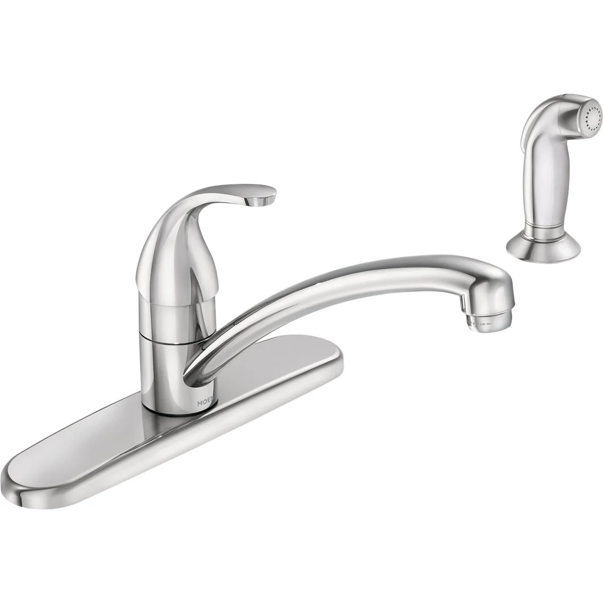 World-Class Moen Adler Single Handle Lever Kitchen Faucet with Side Spray Chrome Smooth