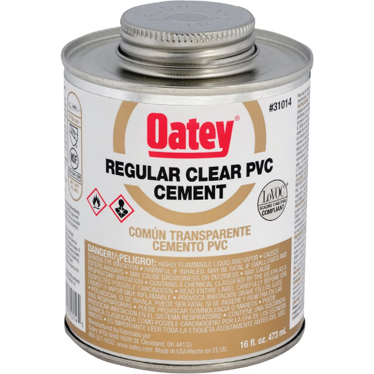 Minimalist Oatey 16 Oz. Regular Bodied Clear PVC Cement Superior