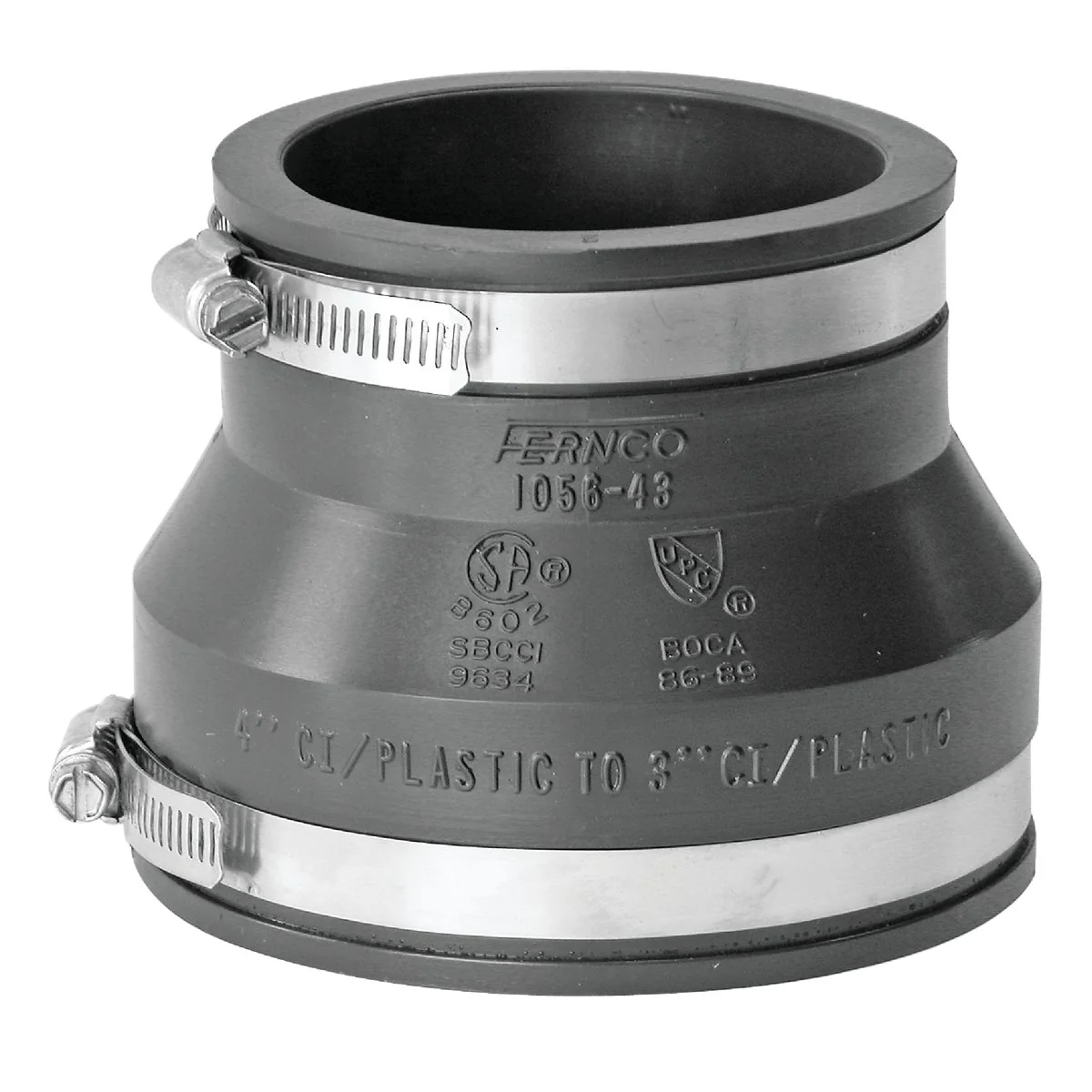 Original Fernco 4 In. x 3 In. Flexible PVC Coupling Solid