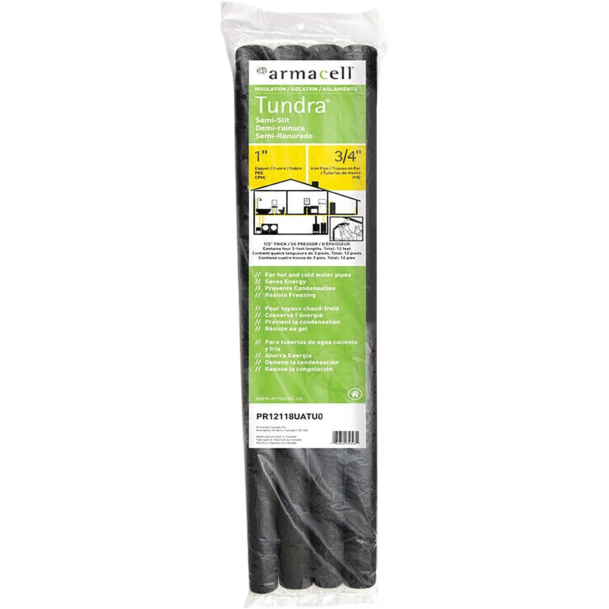 Minimalist Tundra 1 2 In. Wall Semi-Slit Polyethylene Pipe Insulation Wrap 1 2 In. x 3 Ft. 4-Pack Fits Pipe Size 1 In. Copper 3 4 In. Iron Trusted