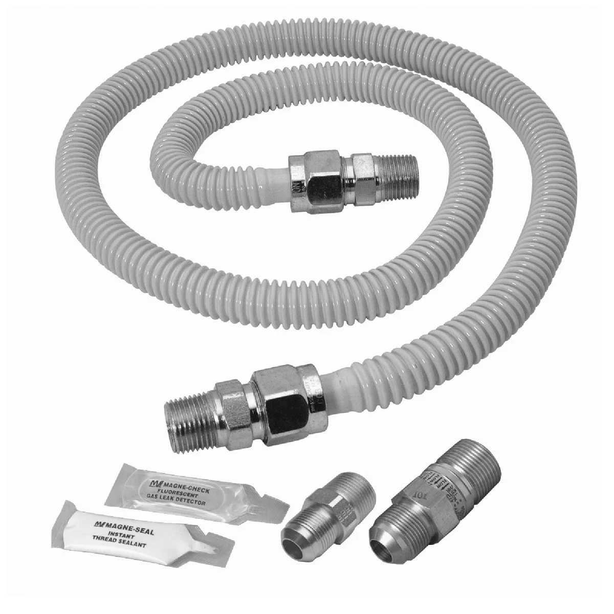 Lightweight Dormont 5 8 In. OD x 48 In. Coated Stainless Steel Gas Connector Range Kit 1 2 In. MIP Tapped 3 8 In. FIP x 1 2 In. MIP SmartSense Excellent