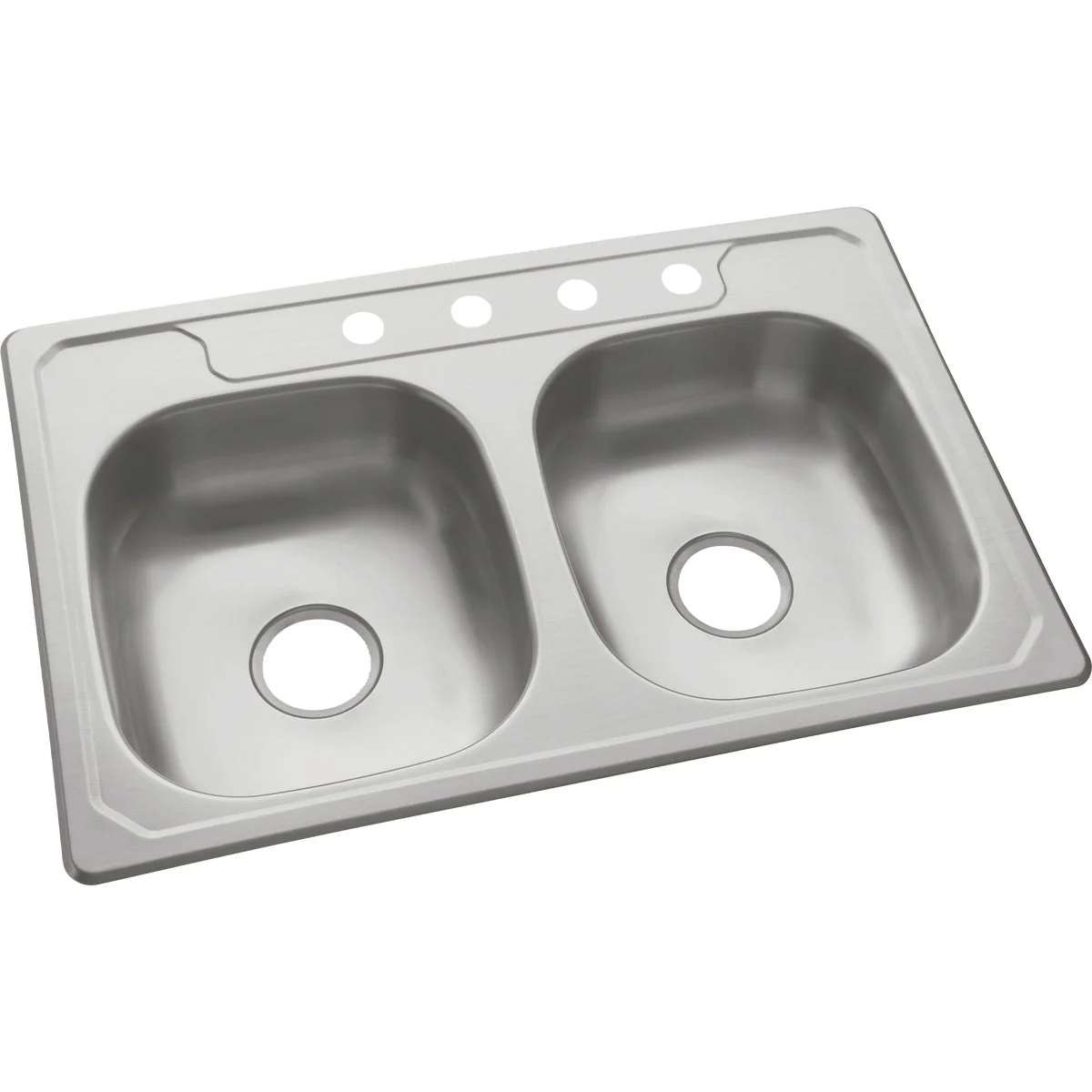 Quality Sterling Middleton Double Bowl 33 In. x 22 In. x 6 In. Deep Stainless Steel Top Mount Kitchen Sink Modern