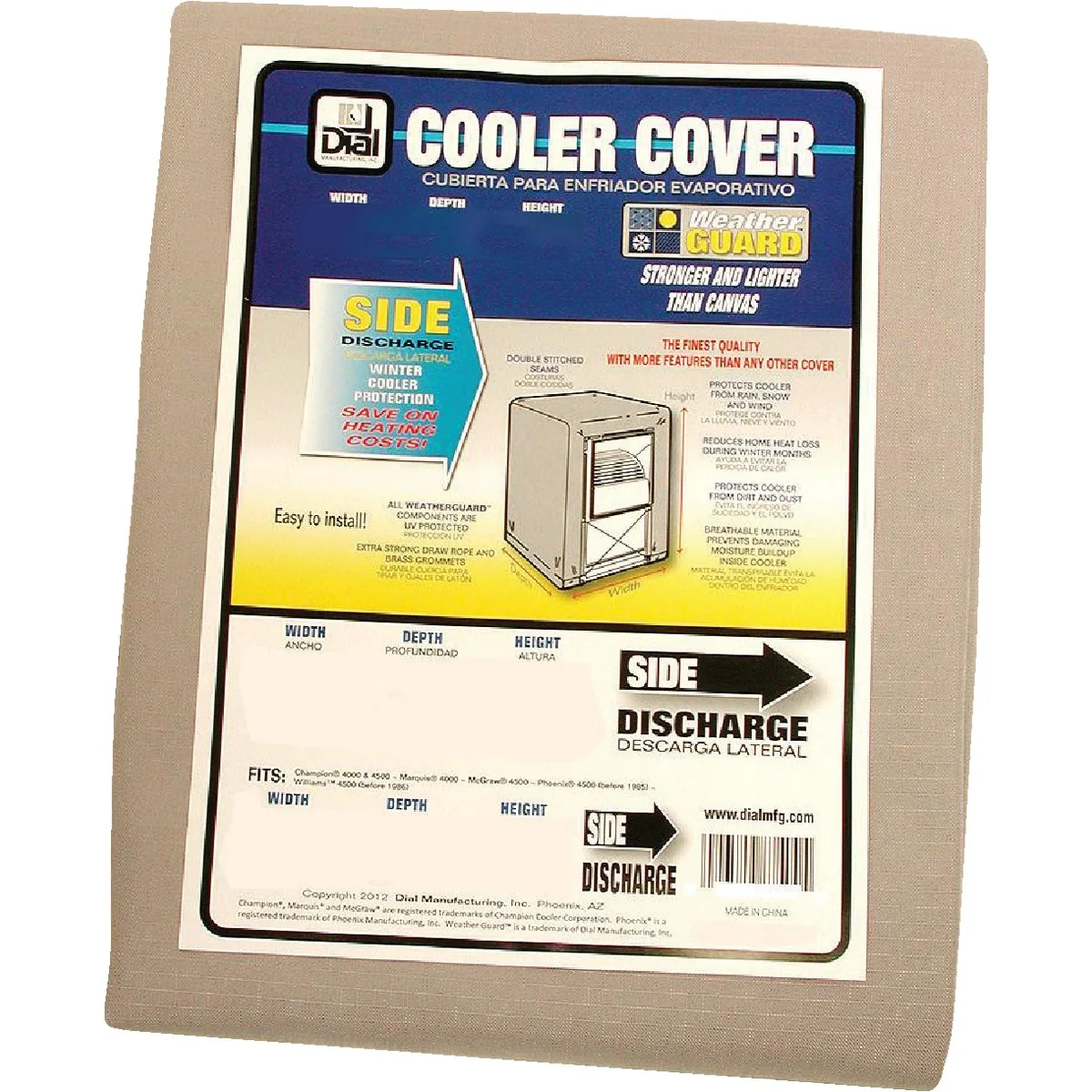 Crafted Dial 28 In. W x 28 In. D x 34 In. H Polyester Evaporative Cooler Cover Side Discharge Flexible