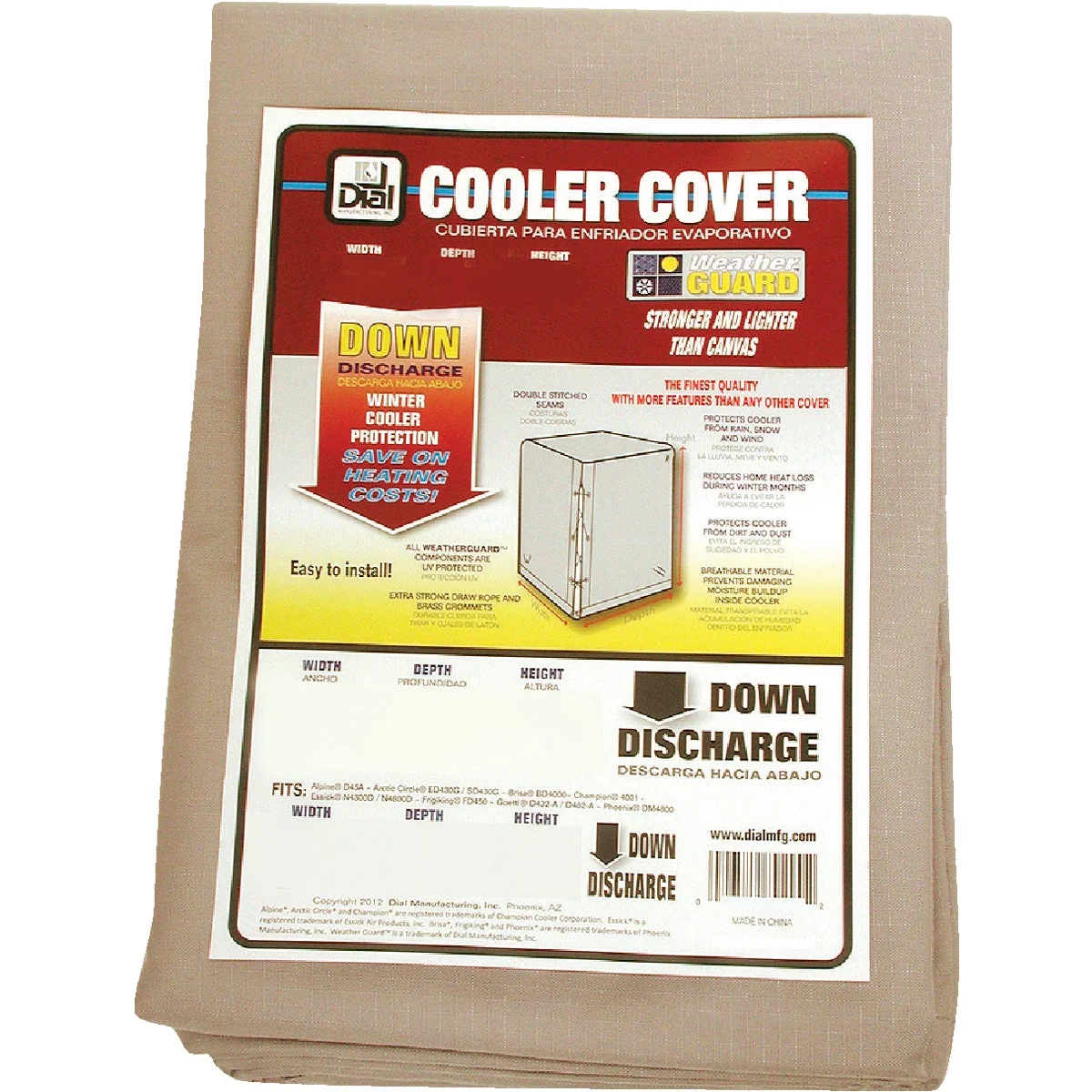 Smooth Dial 34 In. W x 34 In. D x 36 In. H Polyester Evaporative Cooler Cover Down Discharge Dependable