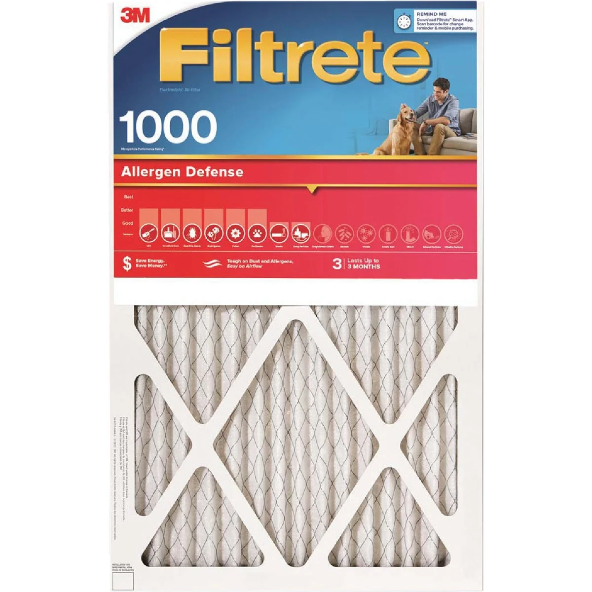 Optimized 3M Filtrete 20 In. x 25 In. x 1 In. Allergen Defense 1000 1085 MPR Furnace Filter Crafted