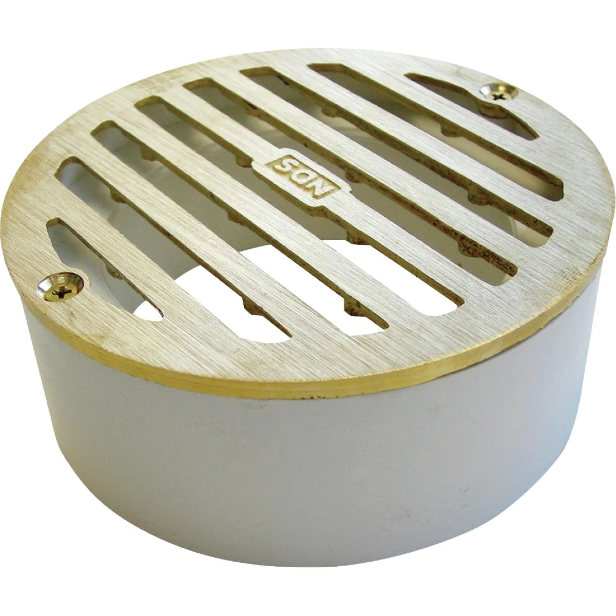 Lightweight NDS 3 In. Satin Brass PVC Round Grate with Collar Original