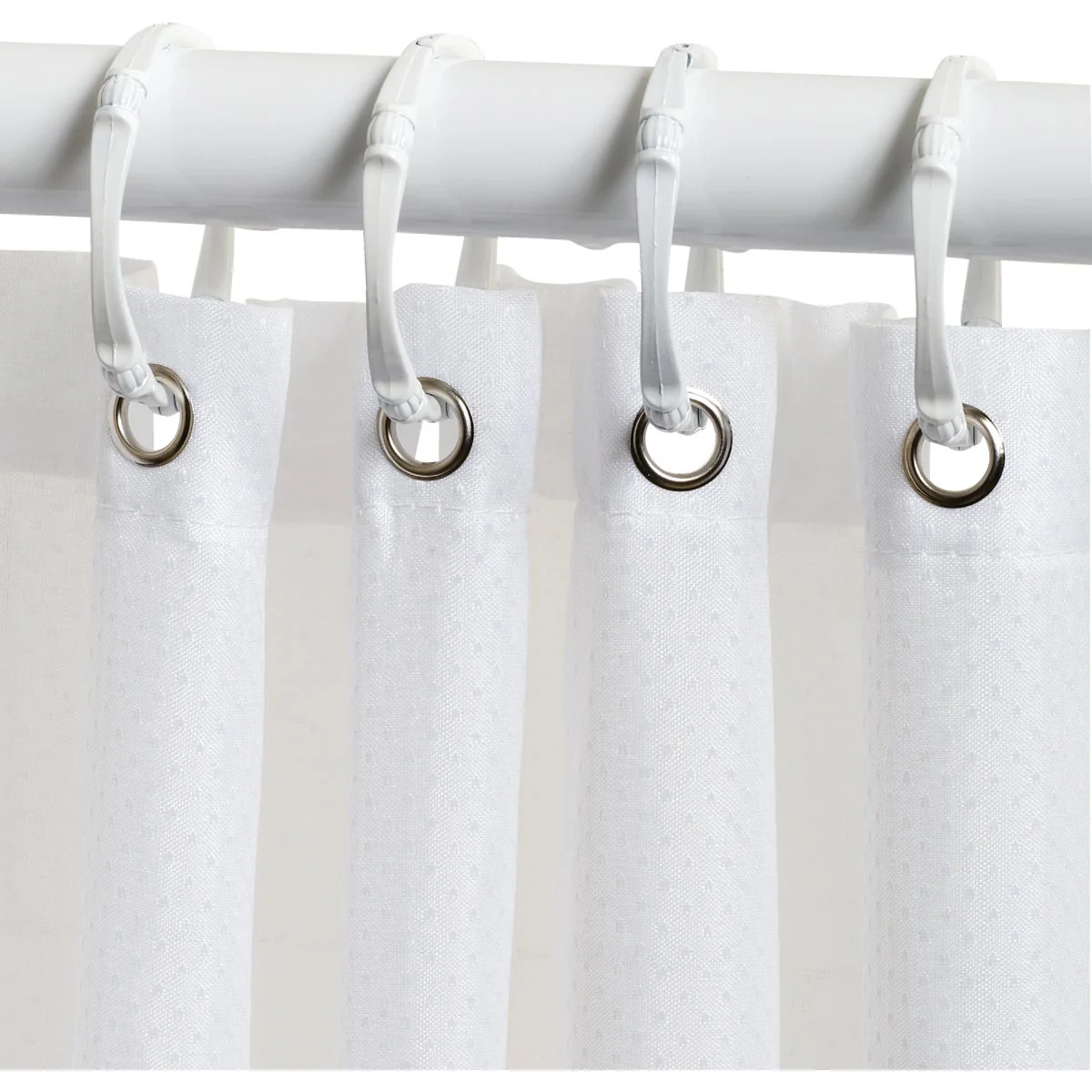 Authentic Zenith Zenna Home 70 In. x 72 In. White Fabric Shower Curtain Expertly Made