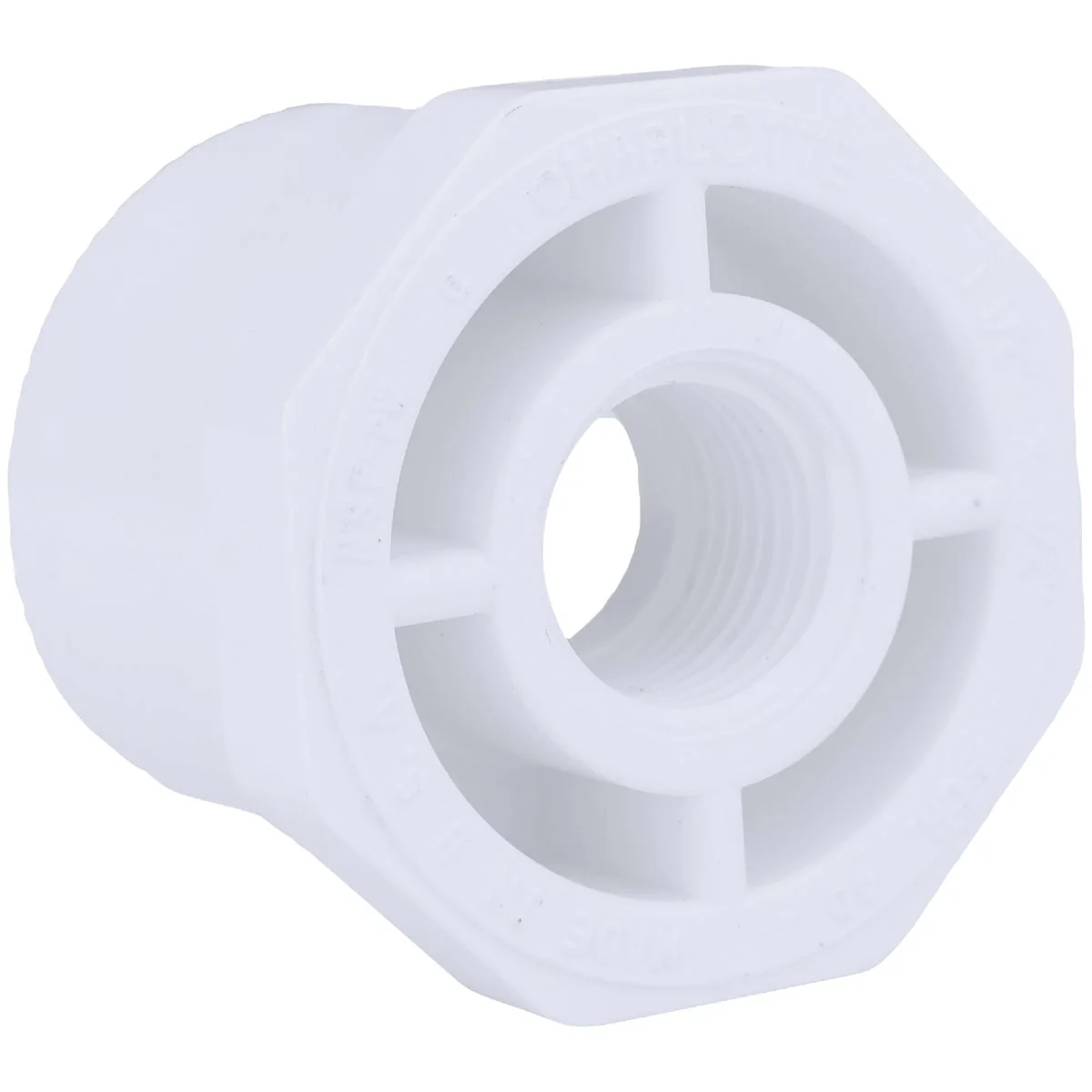 Innovative Charlotte Pipe 1-1 2 In. SPG x 1 2 In. FPT Schedule 40 PVC Bushing Recyclable