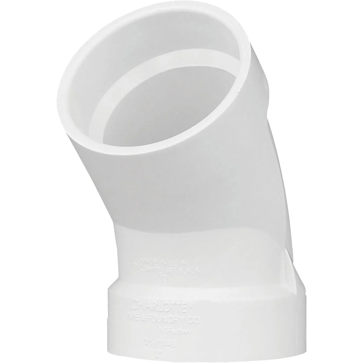 Dependable Charlotte Pipe 2 In. Schedule 40 45 Deg. Sanitary DWV PVC Elbow 1 8 Bend Convenient