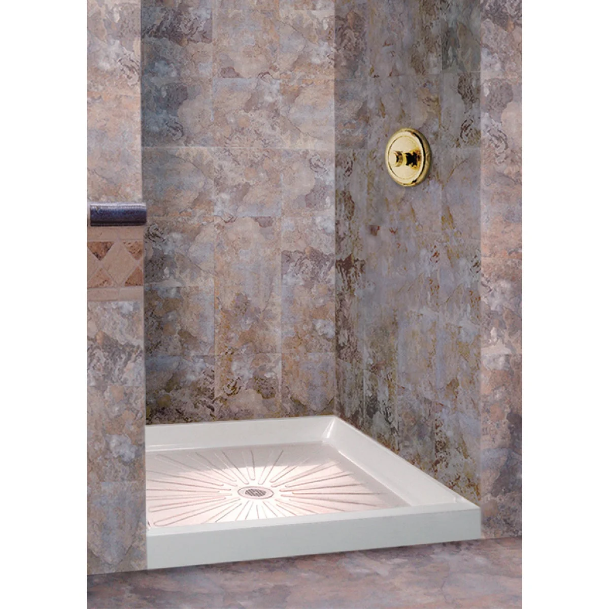 Authentic Mustee Durabase 36 In. W x 36 In. D Center Drain Shower Floor Base in White Outstanding