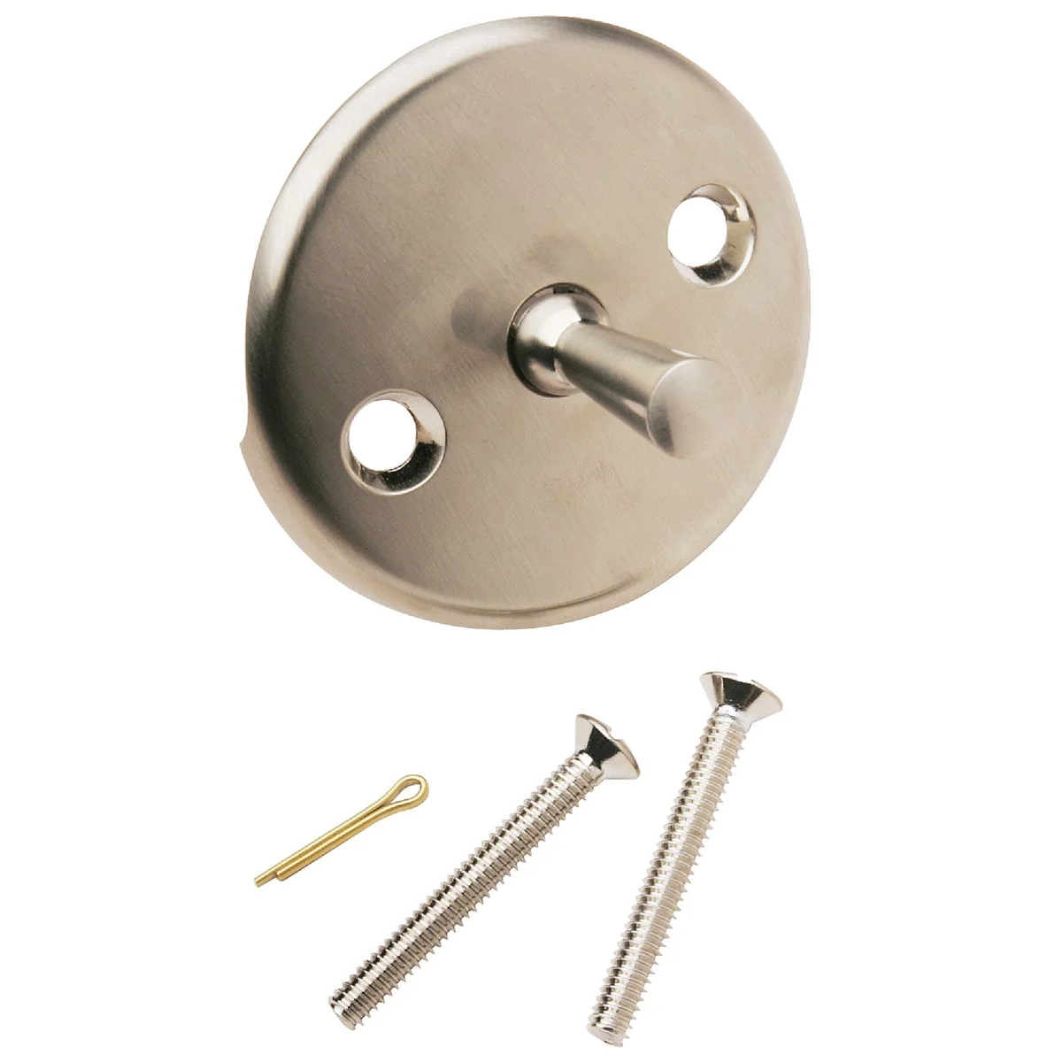 Trusted Do it Two-Hole Brushed Nickel Bath Drain Face Plate with Trip Lever Original