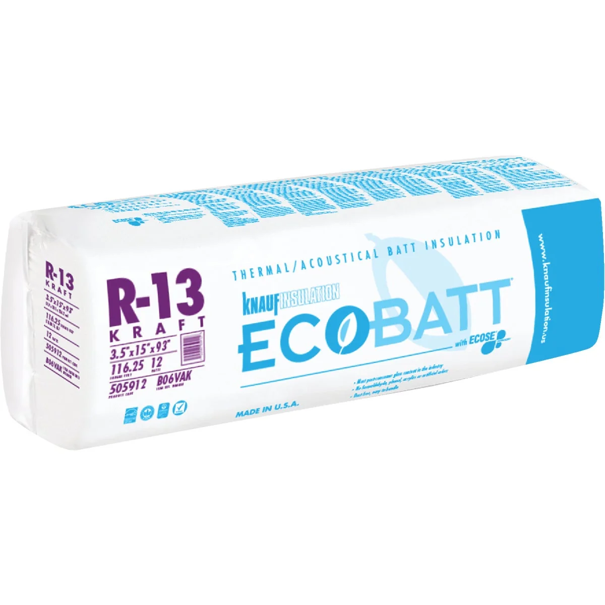 High-Grade Knauf R-13 15 In. x 93 In. Kraft Faced Batt Fiberglass Insulation 12 Count Fashionable