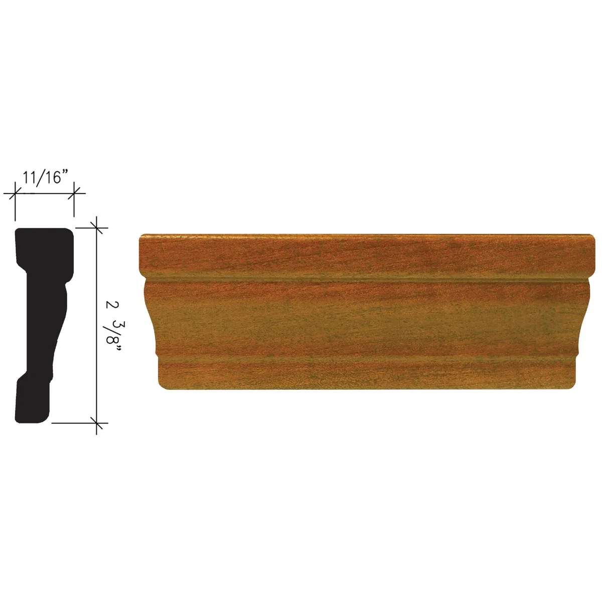 Responsible Inteplast Building Products 11 16 In. W. x 2-3 8 In. H. x 7 Ft. L. Independence Cherry Polystyrene Colonial Casing Secure
