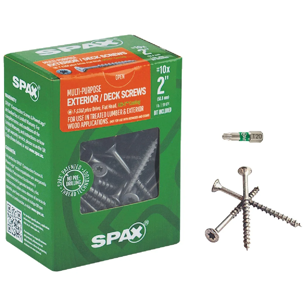 Versatile Spax 10 x 2 In. Flat Head Exterior Multi-Material Construction Screw 1 Lb. Box Consistent