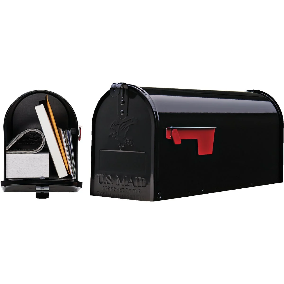 Prestigious Gibraltar Elite Series T1 Black Steel Rural Post Mount Mailbox Flexible