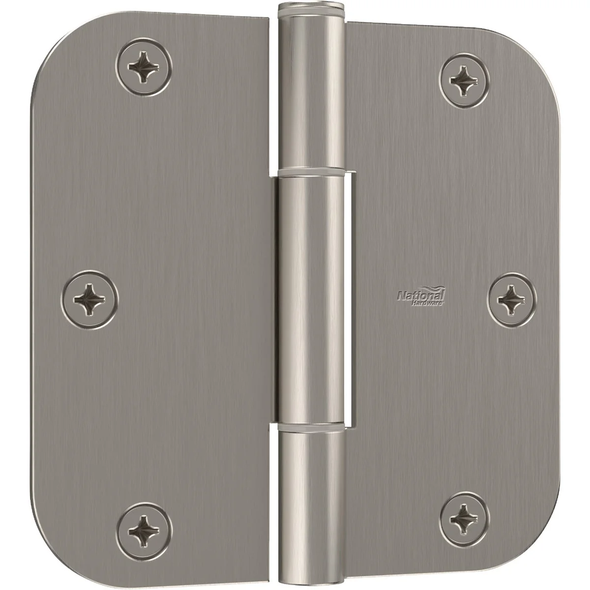 Quality National Hardware Squeak Guard 3-1 2 In. Satin Nickel Hinge with 1 4 In. Radius 3-Count Breathable