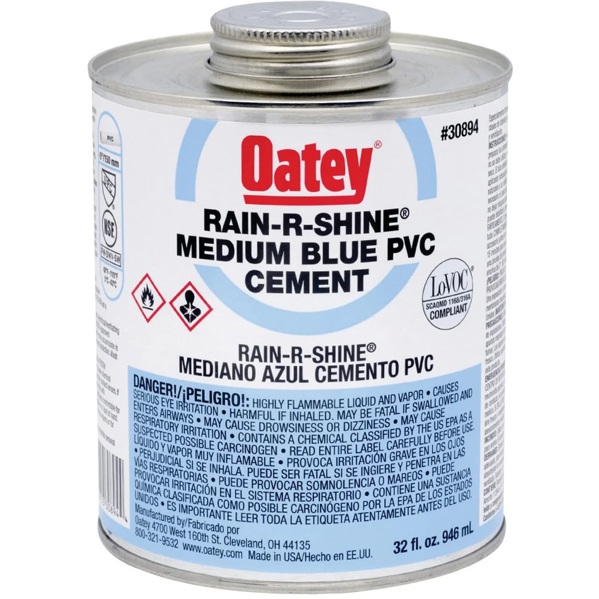 Innovative Oatey Rain-R-Shine 32 Oz. Medium Bodied Blue PVC Cement Premium Material