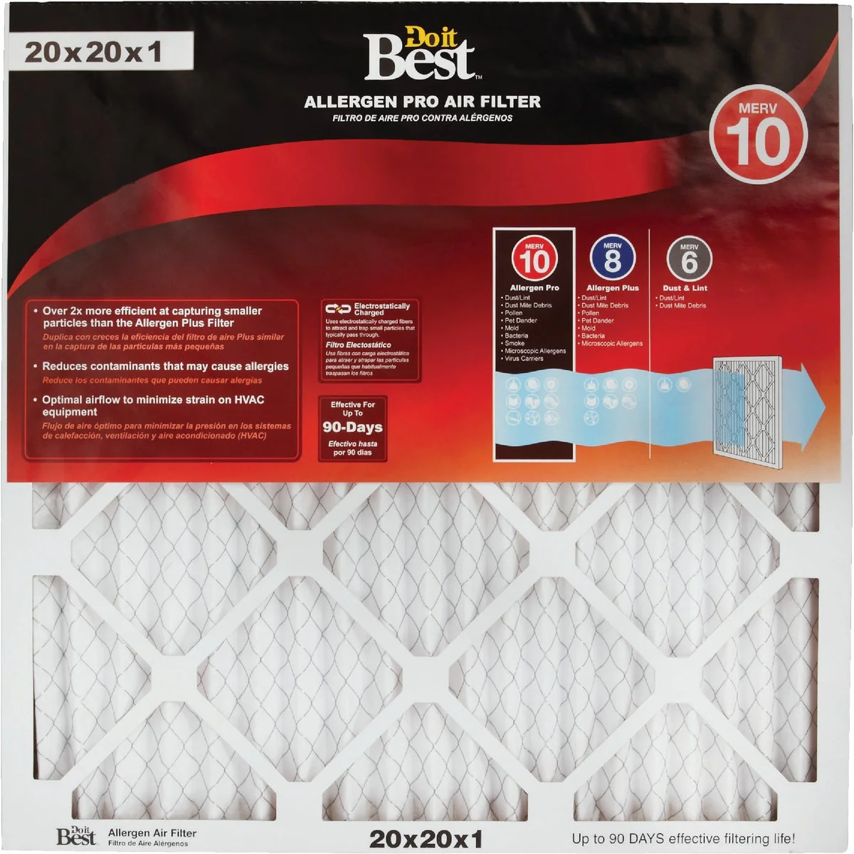 Efficient Do it 20 In. x 20 In. x 1 In. Allergen Pro MERV 10 Furnace Filter User-Friendly