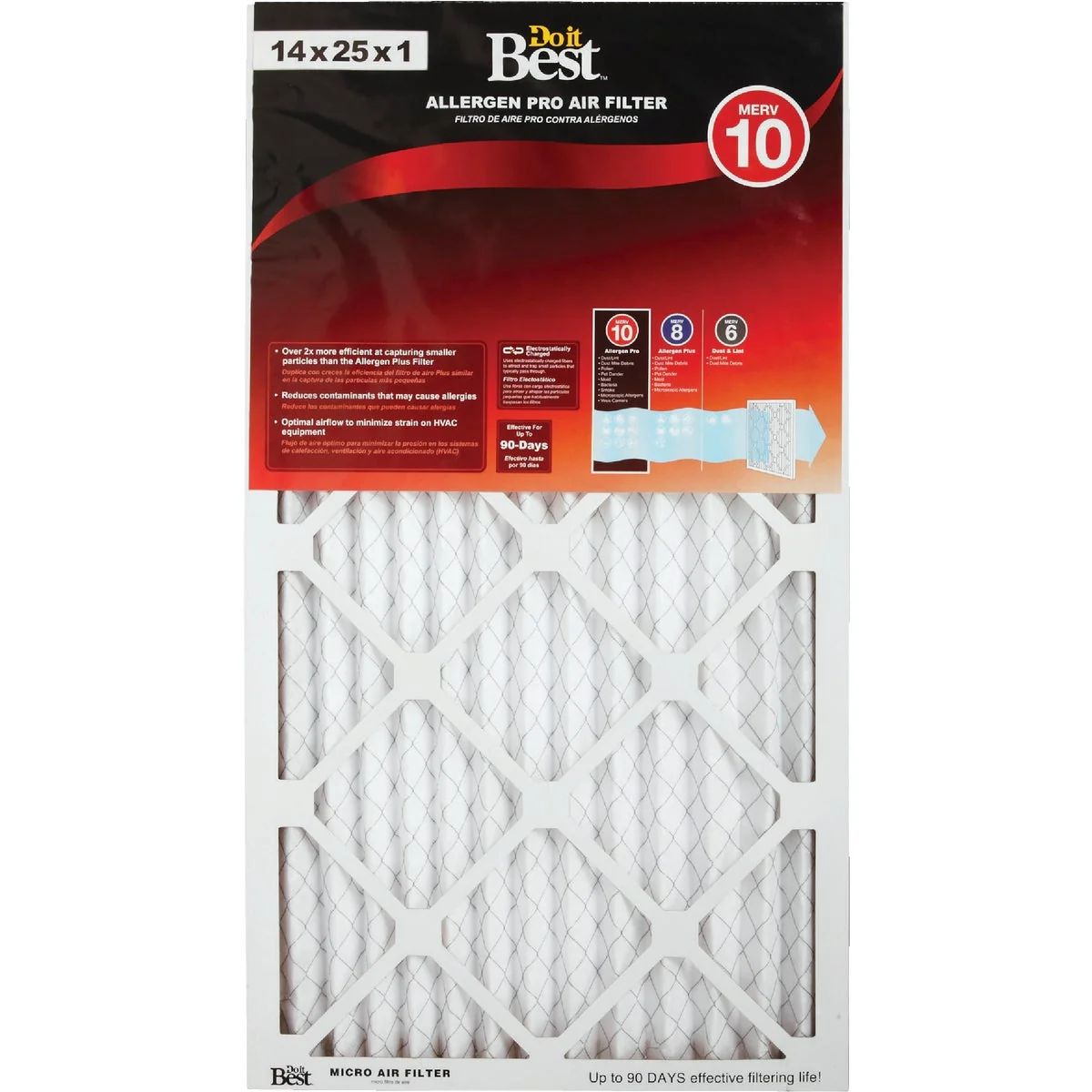 Consistent Do it 14 In. x 25 In. x 1 In. Allergen Pro MERV 10 Furnace Filter Genuine