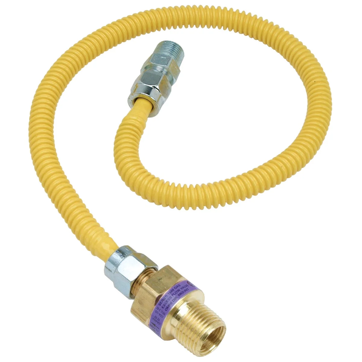 Original Design Dormont 3 8 In. OD x 36 In. Coated Stainless Steel Gas Connector 3 8 In. MIP Tapped 1 4 In. FIP x 1 2 In. MIP SmartSense Flexible