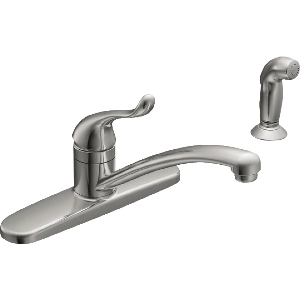 Refined Moen Adler Single Handle Lever Kitchen Faucet with Side Spray Chrome Artisan