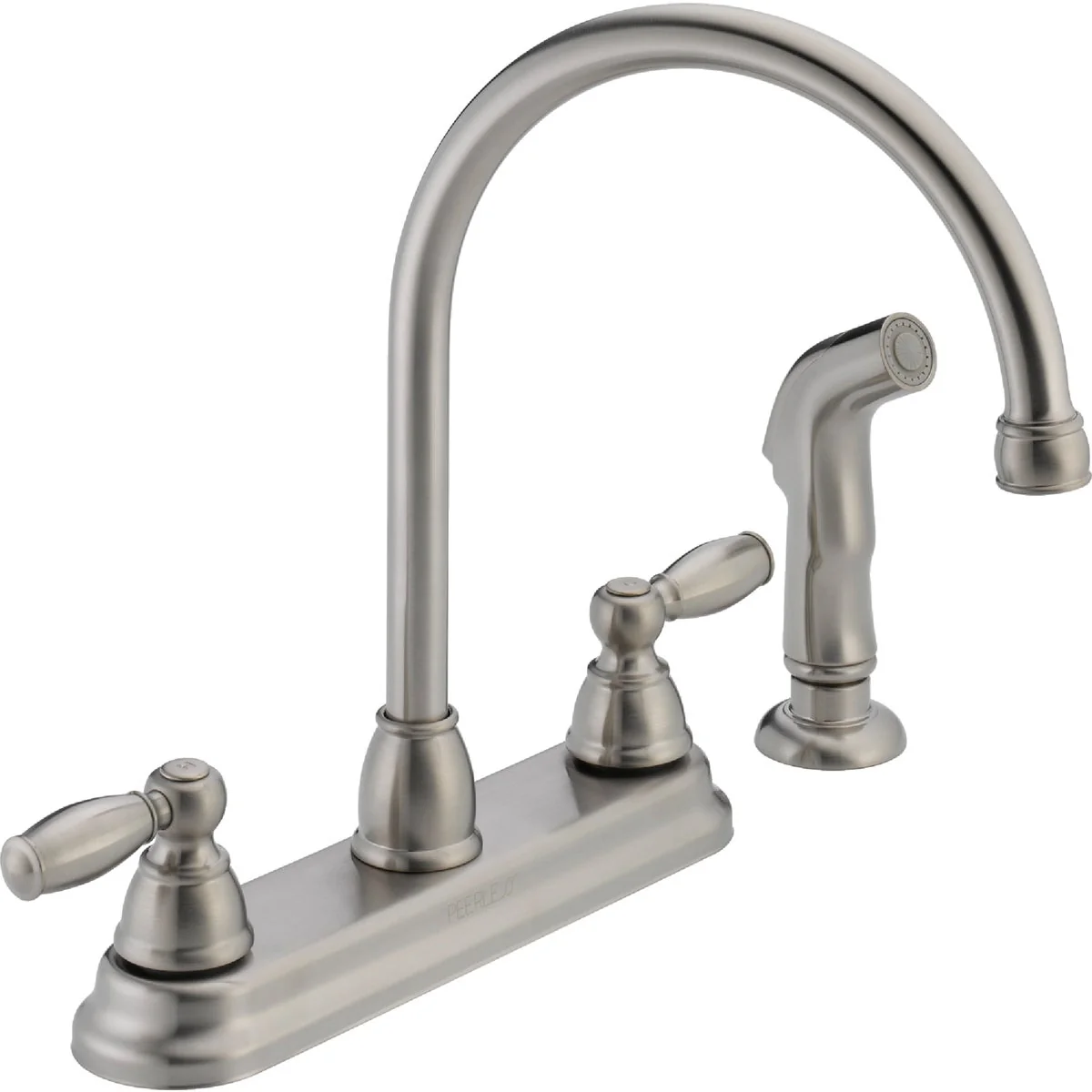Effective Peerless Dual Handle Lever Kitchen Faucet with Side Spray Stainless Carefully Designed