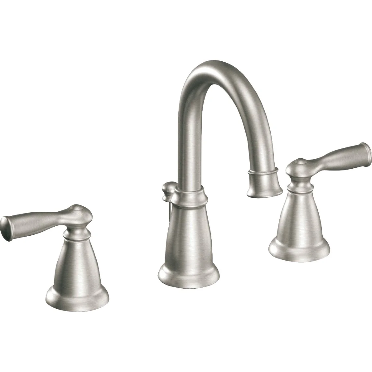 Smooth Moen Banbury Brushed Nickel 2-Handle Lever 8 In. Widspread Hi-Arc Bathroom Faucet with Pop-Up Official