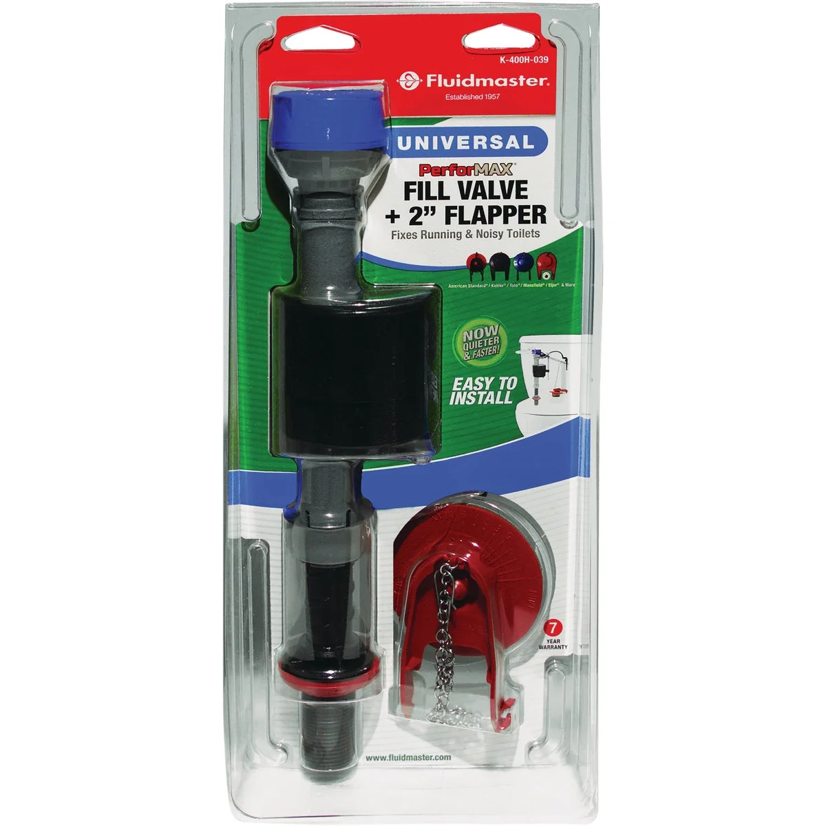 Original Design Fluidmaster PerforMAX Fill Valve 2 In. Flapper Kit Effective