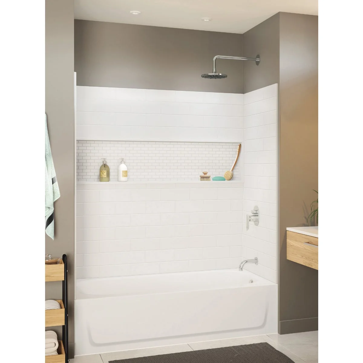 Long-Lasting Bootz NexTile 4-Piece 60 In. L x 30 In. D Tub Wall Kit in White Organic