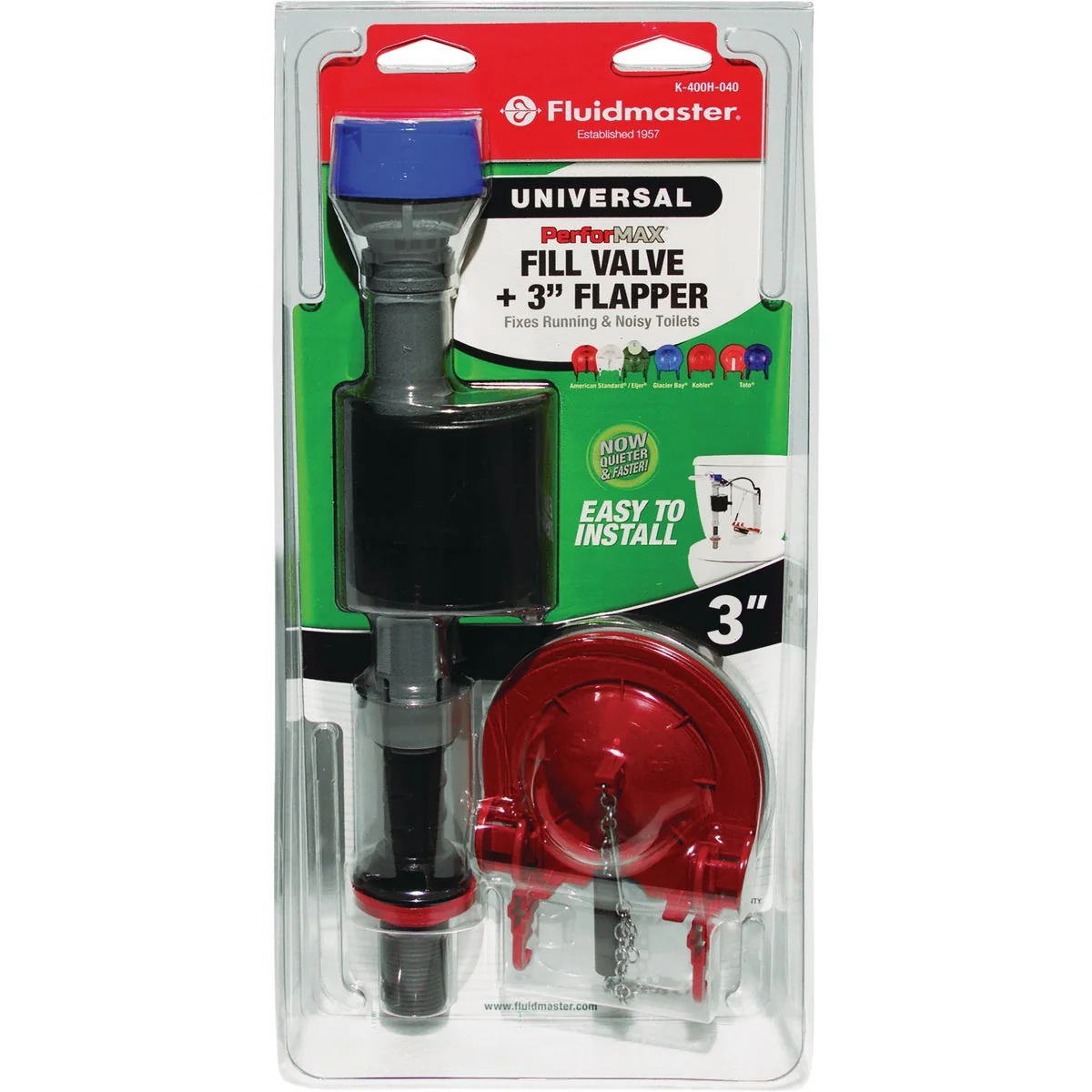 Official Fluidmaster PerforMAX Fill Valve 3 In. Flapper Kit Elite