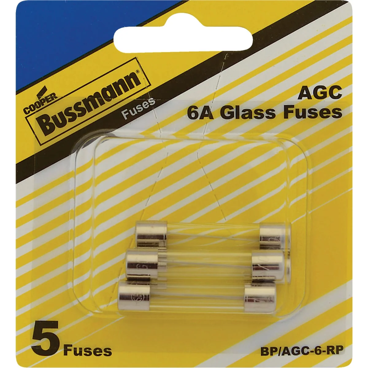 Genuine Bussmann 6A AGC Glass Tube Electronic Fuse 5-Pack High-Grade
