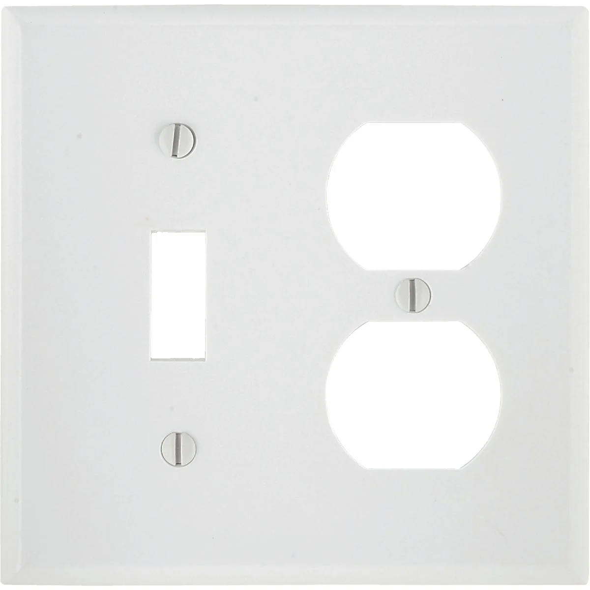 Crafted Leviton Oversized 2-Gang Thermoset Single Toggle Duplex Outlet Wall Plate White Enhanced