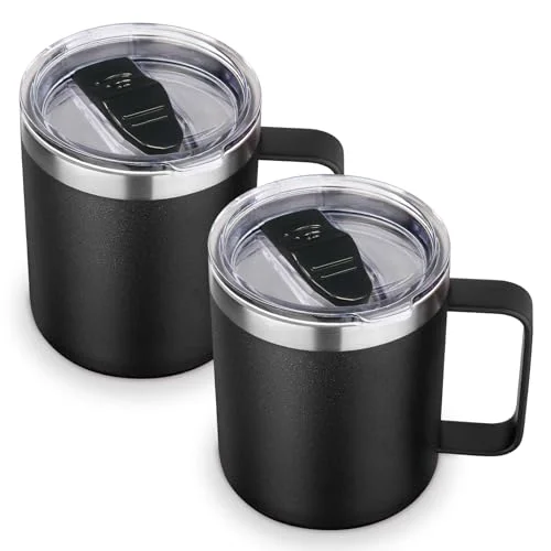 Next-Generation 14oz Insulated Stainless Steel Coffee Mug with Lid Bulk 2 Pack 2 Count Consistent